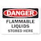 Signmission OSHA Danger Sign, 7" Height, 10" Width, Flammable Liquids Stored Here, Landscape, DS-D-L-19368 OS-DS-D-710-L-19368 - alternate 1
